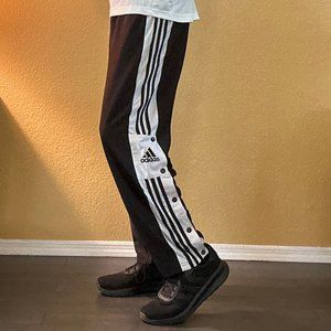 Vintage Early 90's Adidas 3 Stripe Black & White Tear Away Adibreak Snap Pants